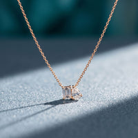 0.95CTW Emerald & Pear Cut Lab Grown Diamond Two Stone Pendant Necklace Rose Gold