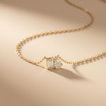 0.95CTW Emerald & Pear Cut Lab Grown Diamond Two Stone Pendant Necklace Gold