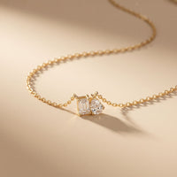 0.95CTW Emerald & Pear Cut Lab Grown Diamond Two Stone Pendant Necklace Gold