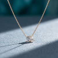 0.95CTW Emerald & Pear Cut Lab Grown Diamond Two Stone Pendant Necklace Gold