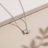 0.95CTW Emerald & Pear Cut Lab Grown Diamond Two Stone Pendant Necklace White