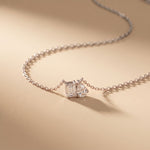 0.95CTW Emerald & Pear Cut Lab Grown Diamond Two Stone Pendant Necklace White