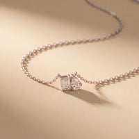 0.95CTW Emerald & Pear Cut Lab Grown Diamond Two Stone Pendant Necklace White