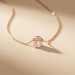 0.40CTW Emerald Cut Lab Grown Diamond Solitaire Pendant Necklace Rose Gold
