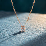 0.40CTW Emerald Cut Lab Grown Diamond Solitaire Pendant Necklace Rose Gold