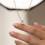 0.40CTW Emerald Cut Lab Grown Diamond Solitaire Pendant Necklace Gold