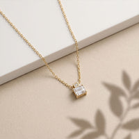 0.40CTW Emerald Cut Lab Grown Diamond Solitaire Pendant Necklace Gold
