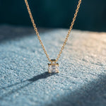 0.40CTW Emerald Cut Lab Grown Diamond Solitaire Pendant Necklace Gold