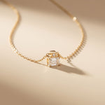 0.40CTW Emerald Cut Lab Grown Diamond Solitaire Pendant Necklace Gold