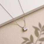 0.40CTW Emerald Cut Lab Grown Diamond Solitaire Pendant Necklace White