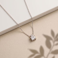 0.40CTW Emerald Cut Lab Grown Diamond Solitaire Pendant Necklace White
