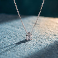 0.40CTW Emerald Cut Lab Grown Diamond Solitaire Pendant Necklace White