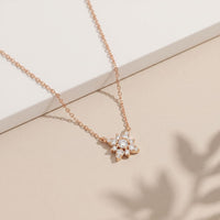 0.45CTW Round Cut Lab Grown Diamond Floral Pendant Necklace Rose Gold