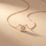 0.45CTW Round Cut Lab Grown Diamond Floral Pendant Necklace Rose Gold