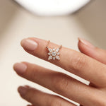 0.45CTW Round Cut Lab Grown Diamond Floral Pendant Necklace Rose Gold