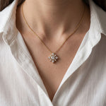 0.45CTW Round Cut Lab Grown Diamond Floral Pendant Necklace Gold