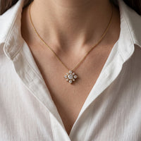 0.45CTW Round Cut Lab Grown Diamond Floral Pendant Necklace Gold