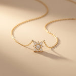 0.45CTW Round Cut Lab Grown Diamond Floral Pendant Necklace Gold