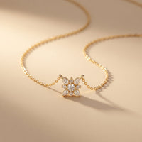 0.45CTW Round Cut Lab Grown Diamond Floral Pendant Necklace Gold