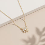 0.45CTW Round Cut Lab Grown Diamond Floral Pendant Necklace Gold