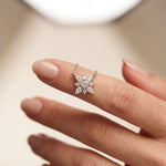 0.45CTW Round Cut Lab Grown Diamond Floral Pendant Necklace White