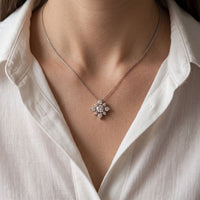 0.45CTW Round Cut Lab Grown Diamond Floral Pendant Necklace White