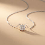 0.45CTW Round Cut Lab Grown Diamond Floral Pendant Necklace White