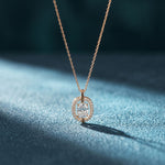 2.55CTW Oval Cut Lab Grown Diamond Floating Halo Pendant Necklace Rose Gold