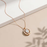 2.55CTW Oval Cut Lab Grown Diamond Floating Halo Pendant Necklace Rose Gold