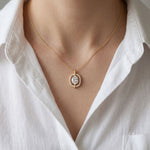2.55CTW Oval Cut Lab Grown Diamond Floating Halo Pendant Necklace Gold