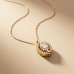 2.55CTW Oval Cut Lab Grown Diamond Floating Halo Pendant Necklace Gold