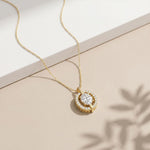 2.55CTW Oval Cut Lab Grown Diamond Floating Halo Pendant Necklace Gold