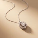2.55CTW Oval Cut Lab Grown Diamond Floating Halo Pendant Necklace White