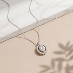 2.55CTW Oval Cut Lab Grown Diamond Floating Halo Pendant Necklace White