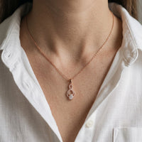 1.10CTW Pear Cut Lab Grown Diamond Infinity Drop Pendant Necklace Rose Gold
