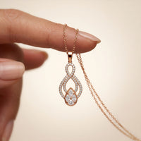 1.10CTW Pear Cut Lab Grown Diamond Infinity Drop Pendant Necklace Rose Gold