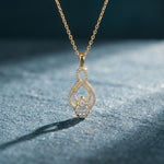 1.10CTW Pear Cut Lab Grown Diamond Infinity Drop Pendant Necklace Gold