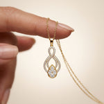 1.10CTW Pear Cut Lab Grown Diamond Infinity Drop Pendant Necklace Gold