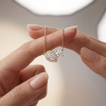 2.40CTW Round & Pear Cut Lab Grown Diamond Toi et Moi Halo Pendant Necklace Rose Gold