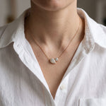 2.40CTW Round & Pear Cut Lab Grown Diamond Toi et Moi Halo Pendant Necklace Rose Gold