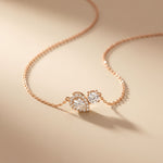 2.40CTW Round & Pear Cut Lab Grown Diamond Toi et Moi Halo Pendant Necklace Rose Gold