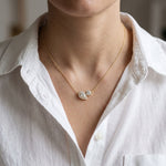 2.40CTW Round & Pear Cut Lab Grown Diamond Toi et Moi Halo Pendant Necklace Gold