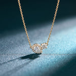 2.40CTW Round & Pear Cut Lab Grown Diamond Toi et Moi Halo Pendant Necklace Gold