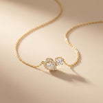 2.40CTW Round & Pear Cut Lab Grown Diamond Toi et Moi Halo Pendant Necklace Gold