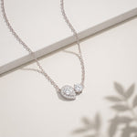 2.40CTW Round & Pear Cut Lab Grown Diamond Toi et Moi Halo Pendant Necklace White