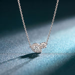 2.40CTW Round & Pear Cut Lab Grown Diamond Toi et Moi Halo Pendant Necklace White