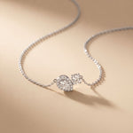 2.40CTW Round & Pear Cut Lab Grown Diamond Toi et Moi Halo Pendant Necklace White