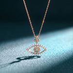 2.30CTW Round Cut Evil Eye Floral Lab Grown Diamond Pendant Necklace Rose Gold