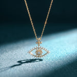 2.30CTW Round Cut Evil Eye Floral Lab Grown Diamond Pendant Necklace Gold