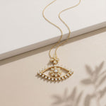2.30CTW Round Cut Evil Eye Floral Lab Grown Diamond Pendant Necklace Gold